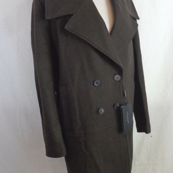 Women's Natalie Double-Breasted Coat Brown 12 WOOL - Picture 4 of 8